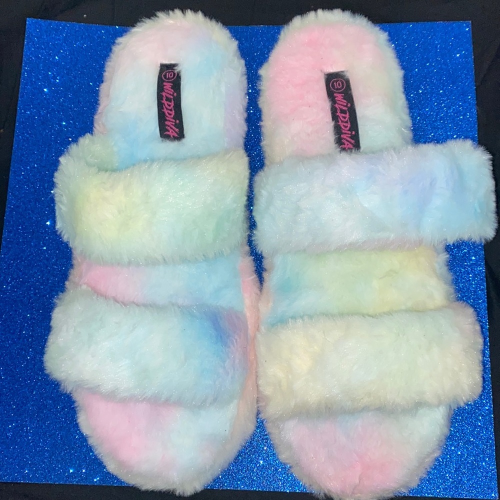 Fury Double Strap Pastel Rainbow Slides